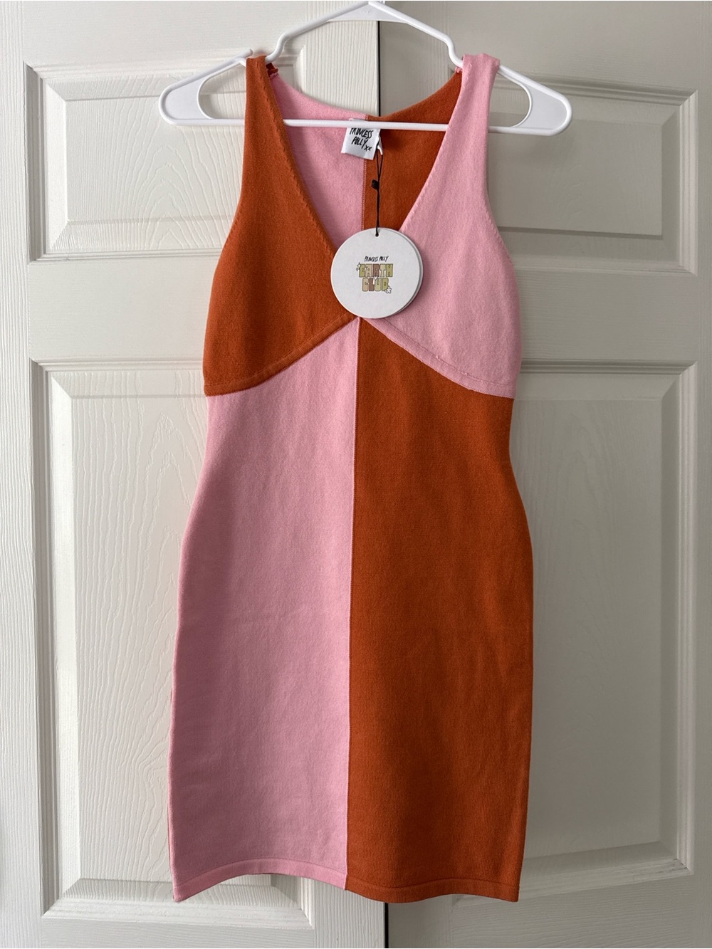 Princess Polly Colorblock Pink & Rust Sleeveless Bodycon Dress